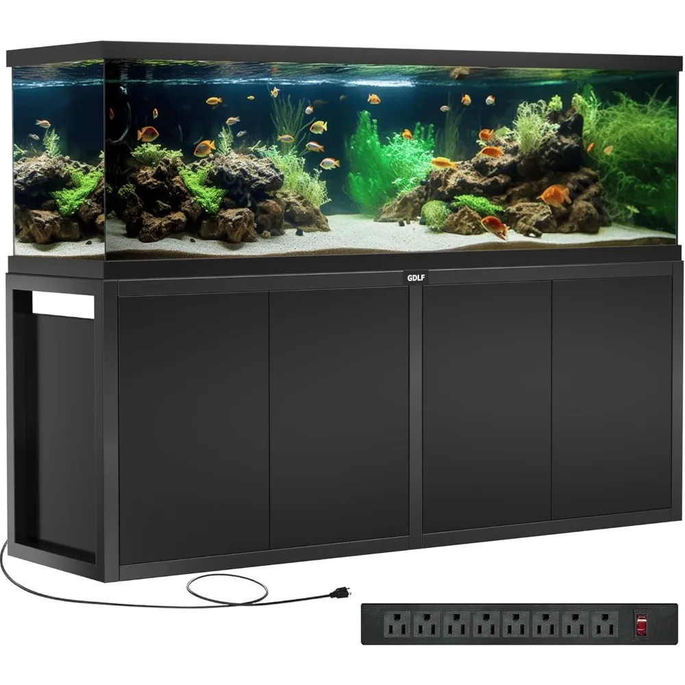 Fish Tank Stand Heavy Duty Metal Aquarium Stand Power Outlet Cabinet For Fish Tank Filters 125-150 Gallon