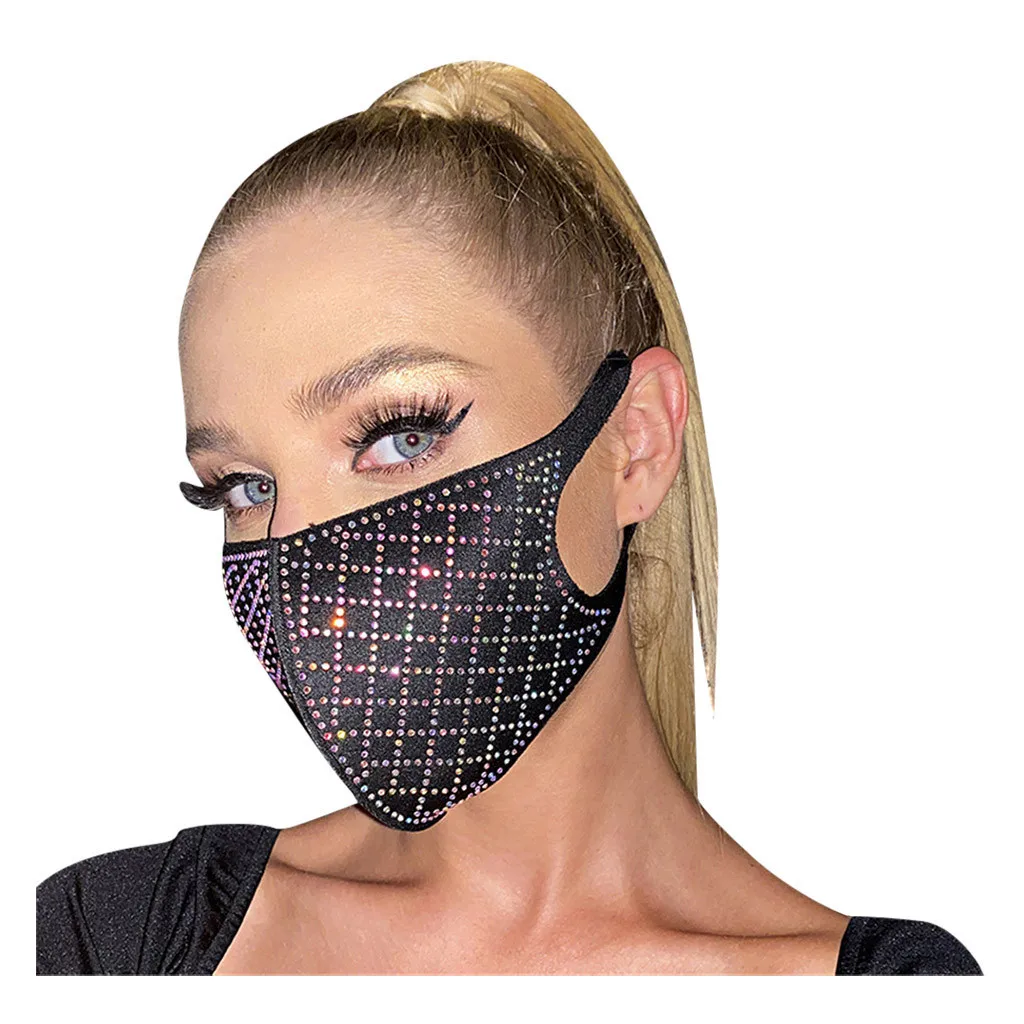 1PC Adult Women's Fashionable Breathable Reusable Hot Diamond Printing masque mascarillas Monder Scarf Halloween Cosplay MasK