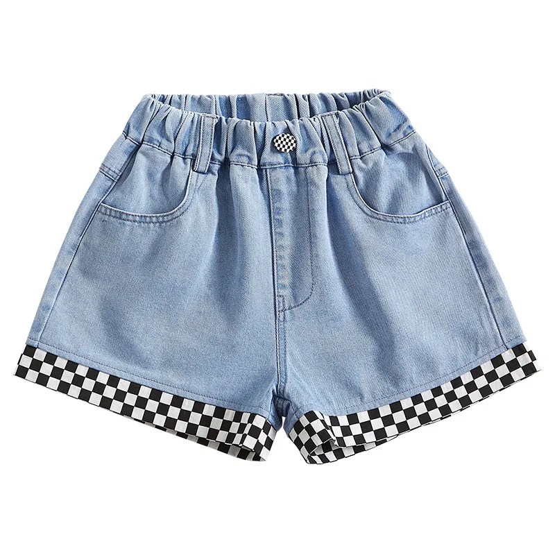 New fashion kid girl jeans short pants cartoon girls shorts summer kids children denim jeans shorts trousers 3-13Y