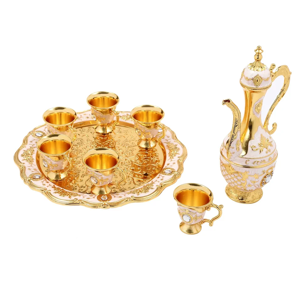 Elegant Vintage Turkish Tea Set with Tray and Cups
