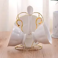 Ceramic Cup Holder Stainless Steel Nail-free Coffee Cup Mug Holder Cup Display Stand Hanging Drain Rack Wine Glass Holder 1