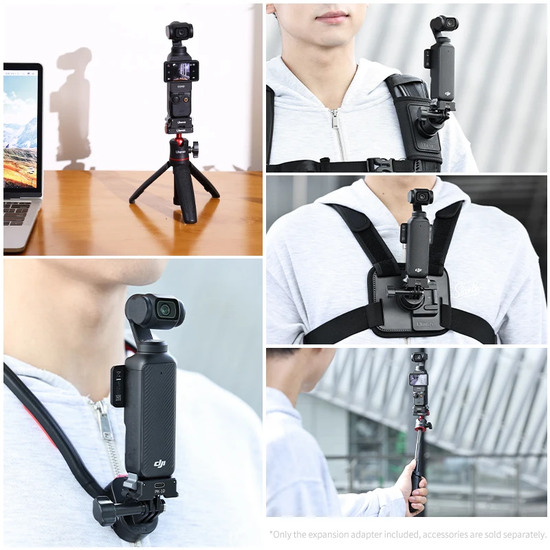 Ulanzi PK-10 Pocket 3 Expansion Adapter for DJI Osmo Pocket 3 for Backpack Clip Neck Mount Chest Strap with Type-C Charging Port