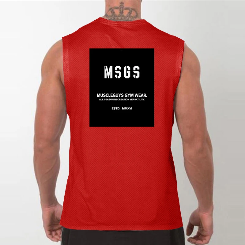 

Summer Mesh Moisture Wicking Quick Dry Sleeveless Fitness Tank Tops Gym Bodybuilder Men's Casual Outdoor Hip Hop Muscle Shirt