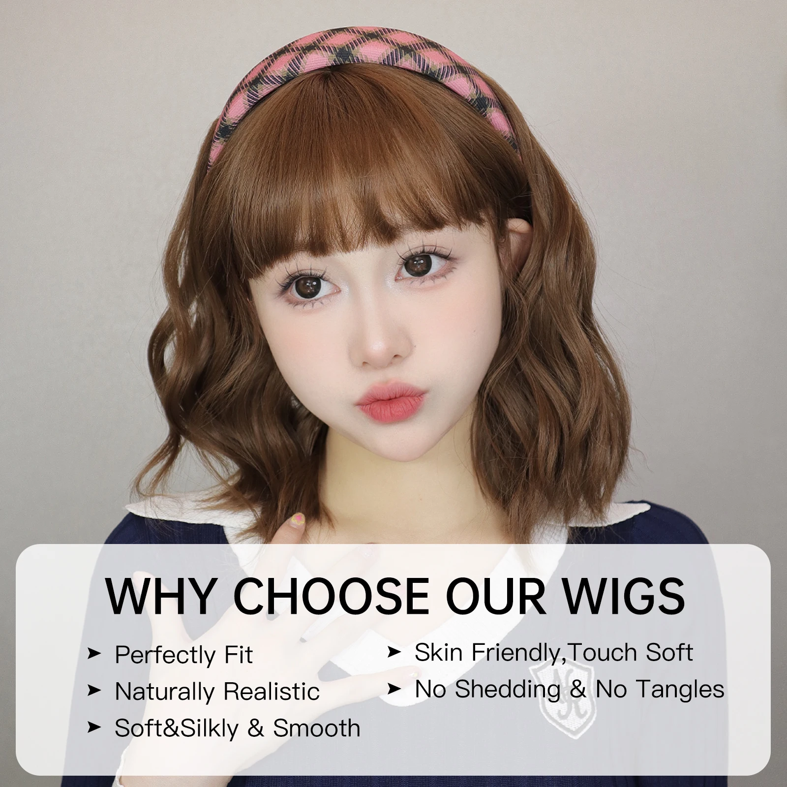 Blonde Unicorn Ombre Brown Short Bob Wigs with Bangs Party Cosplay Halloween Natural Hair Synthetic Heat Resistant Fiber