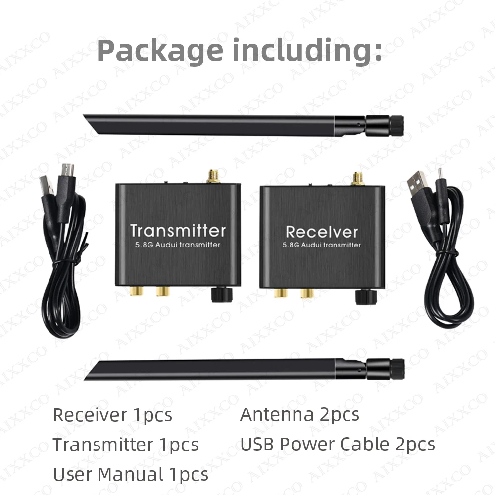 Audio Adapter 5.8G No Delay RCA Audio Transmitter and Receiver With 3.5mm R/L RCA Wireless Audio adapter For DVD TV Computer