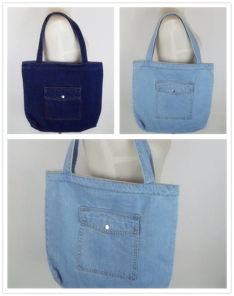 

Women Denim Shoulder Bag Men Jeans Large Shopper Tote Bag Retro Canvas Shopping Bag Girls Student Bookbag Handbag Messenger Bag