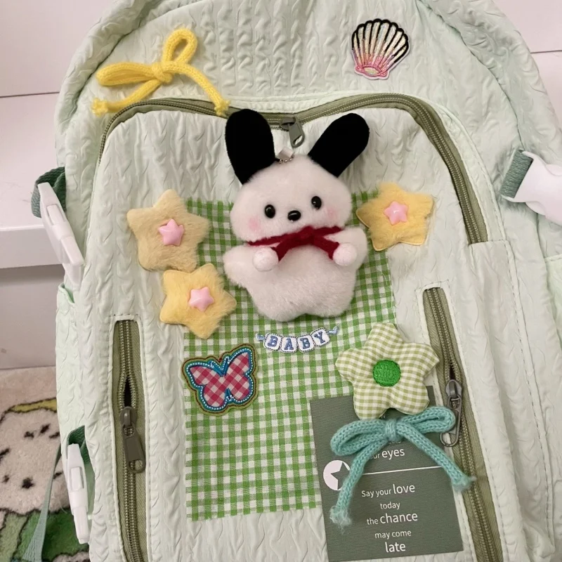 2024 Green Dog Flower Butterfly Plaid Backpack Casual Big Capacity Schoolbag Handbag Student Leisure Travel Backpack