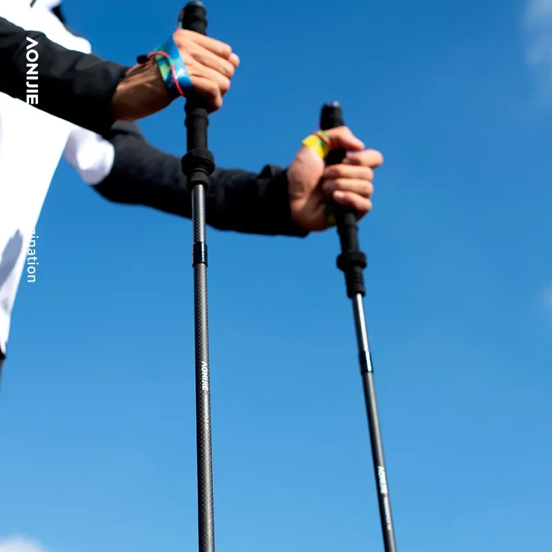 AONIJIE E4210 Newest 110CM 120CM Ultralight Folding Carbon Fiber Hiking Pole Straight Walking Sticks For Trail Running Climbing 5