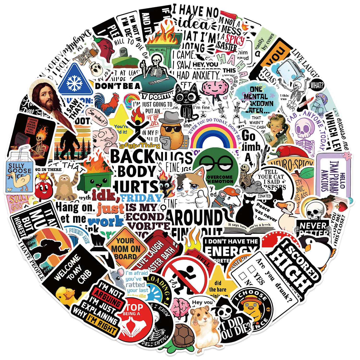 100Pcs Cartoon Snarky MEME Stickers Decals For Phone Scrapbook Skateboard Suitcase Refrigerator Graffiti Aesthetic Stickers - 3