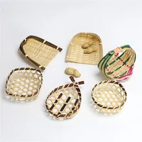 Hand-woven Disc Mini Basket Saving Space Durable Bamboo Storage Basket Household Accessories Fresh Fruit Platter Small Dustpan 2