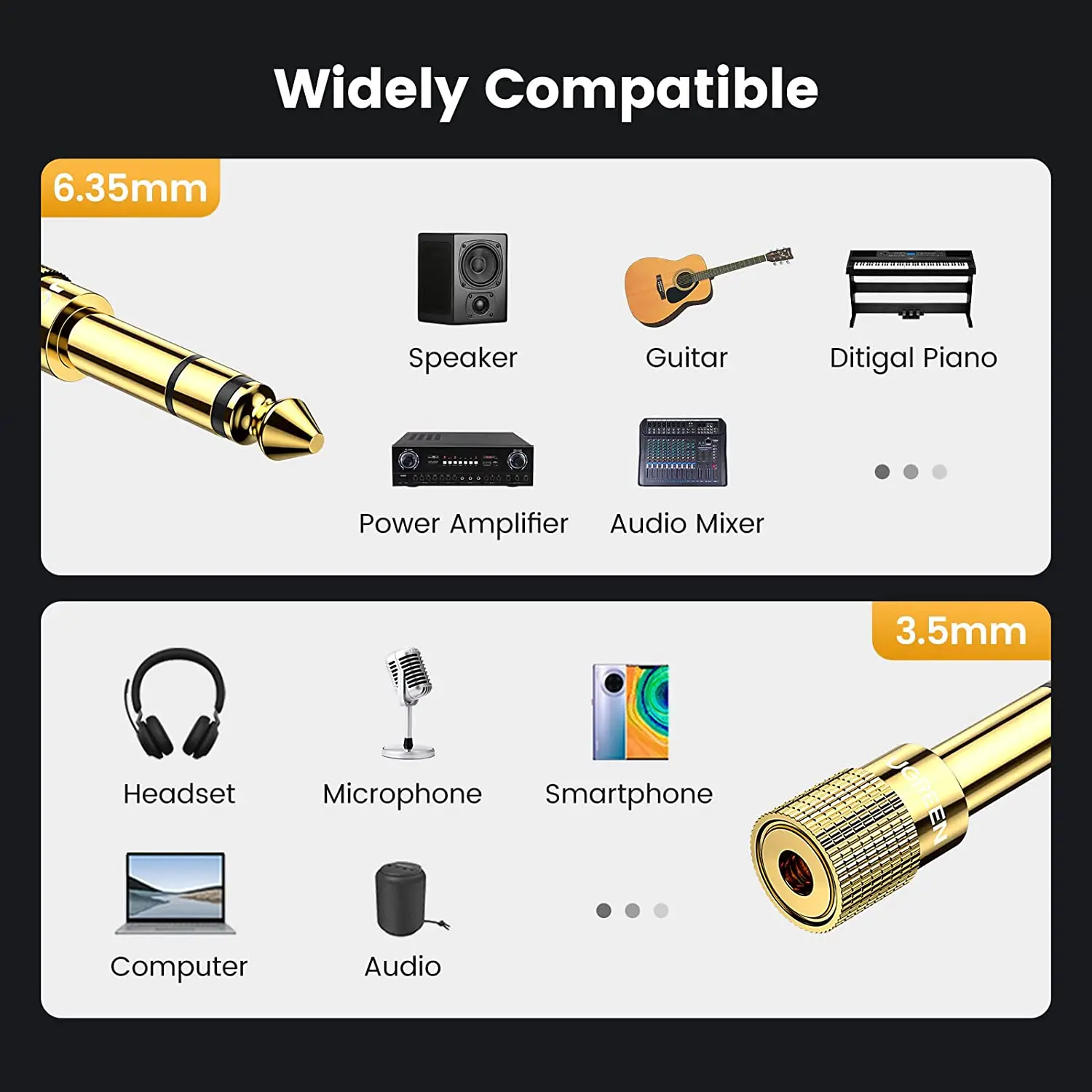 6.35mm (1/4 inch) Male to 3.5mm (1/8 inch) Female Stereo Headphone Audio Jack Adapter Plug for Aux Guitar Amplifier Speaker 3.5mm audio adapter audio headphone adapter