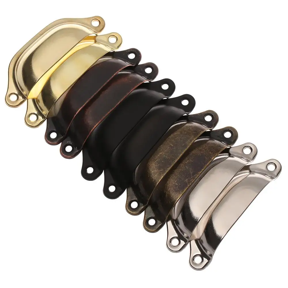Kitchen Door Handles Furniture Handles Ball Lever Knob Kitchen Drawer Knobs Cabinet Wardrobe Door 98MM Antique Brass Shell Pull Handles with Screws Furniture Hardware Fittings 2pcs