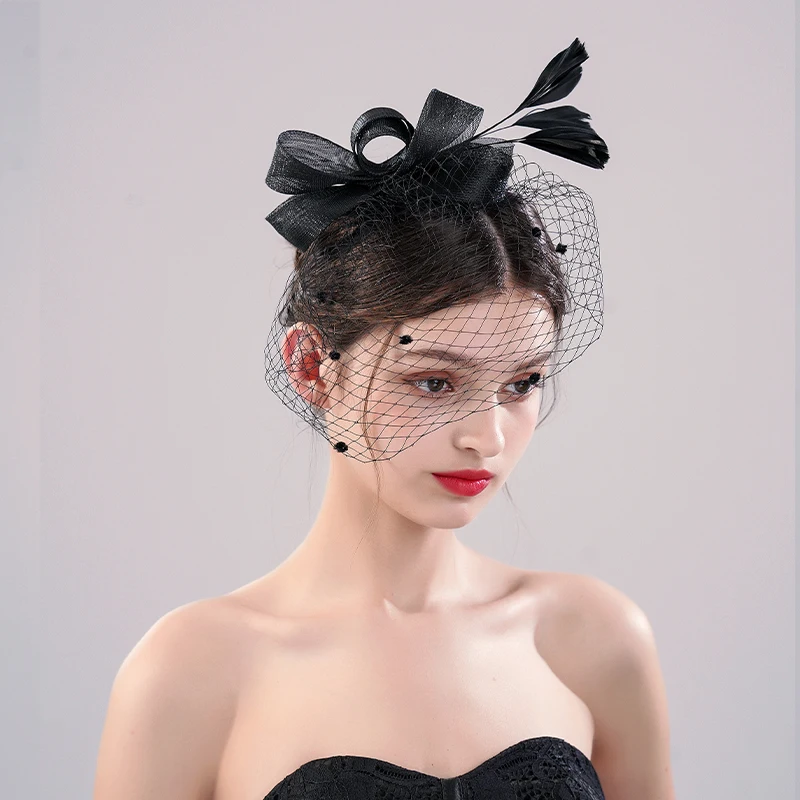 

Black-Colour Women's Exquisite Fashion Flower Decoration Hat Hairpin Wedding Party Veil