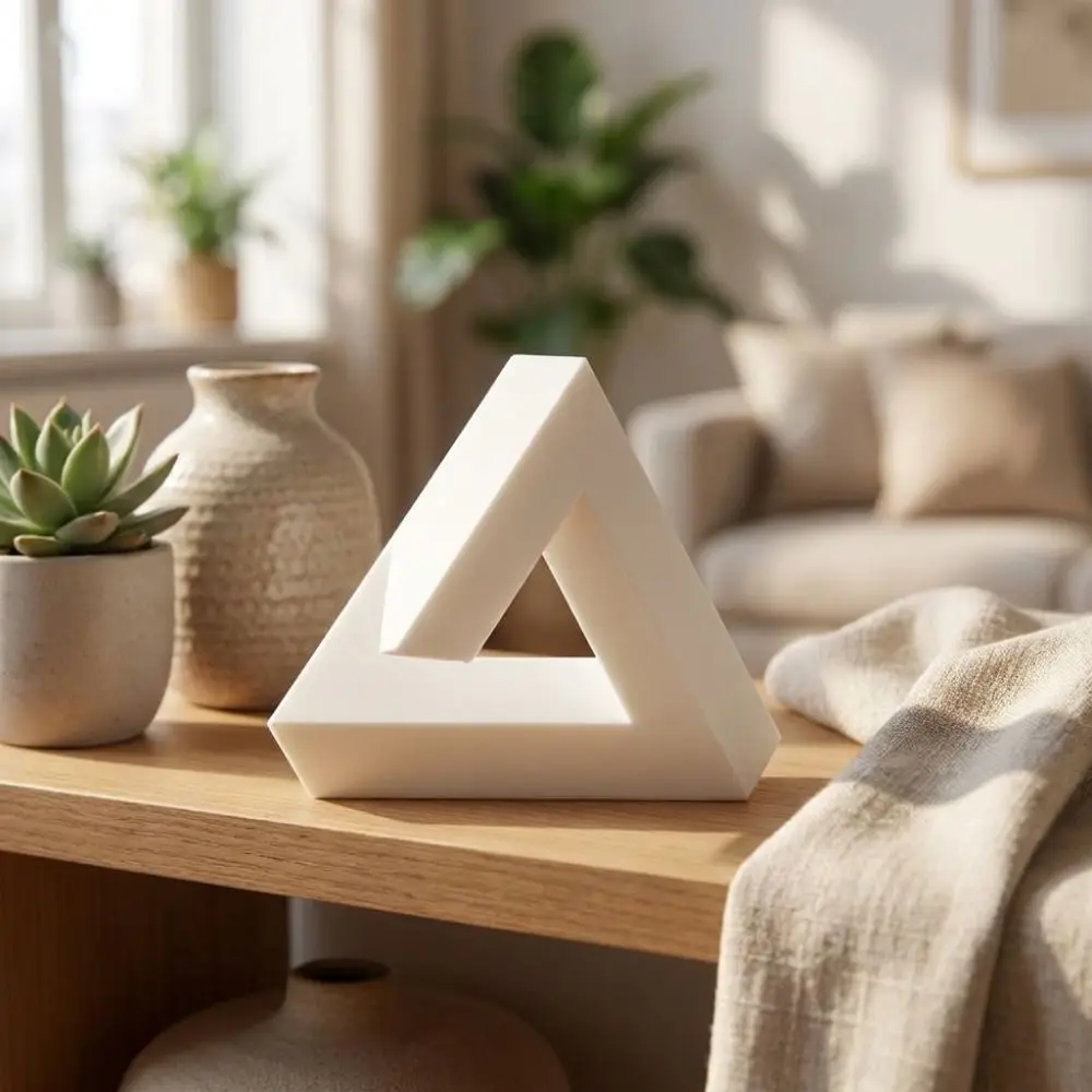 3D Printed Minimalist Impossible Triangle Illusion Ornament
