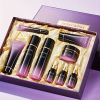 Ensemble d'essences hydratantes luxueux et élégant en neuf pièces, comprenant lait nettoyant, eau d'essence, lotion d'essence, sérum d'essence, crème hydratante, crème pour les yeux, masque de nuit, contenant de la niacinamide, de l'extrait de Centella Asiatica et d'autres ingrédients, routine de soin du visage quotidienne, formule sans alcool, texture délicate, doux et non irritant, facile à absorber, hydrate la peau en profondeur, emballage exquis, recommandé pour offrir en cadeau. 3