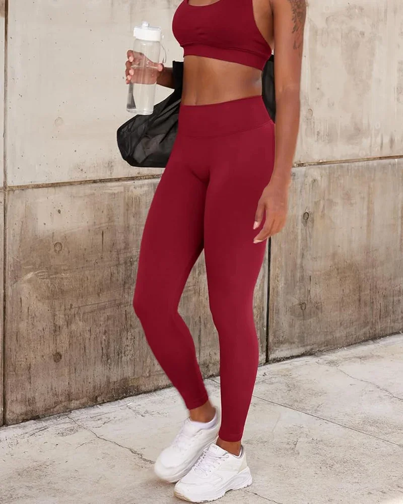 Description Picture 5 of item2 Pieces Yoga Set Women Workout Clothes Scrunch Dynamic Leggings Set Backless Sports Bra Fitness Top Outfits Sportswear Gym Set