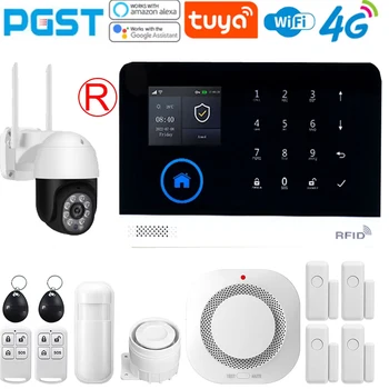 PGST 4G WiFi GSM security alarm system with door sensor and Tuya Applicac alarm, intelligent home alarm PG-103 1