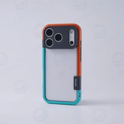 Light Colorful Soft Silicone Bumper Frame with Lens Protection - iPhone 15 (Orange Blue BK)