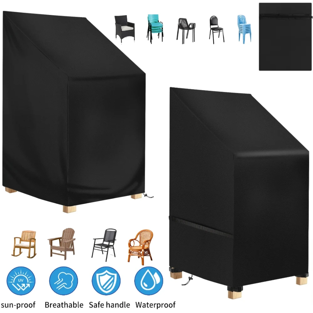 Waterproof Outdoor Chair Cover - Durable 210D Oxford Fabric, Weather-Resistant and Anti-UV Protection for Garden Furniture