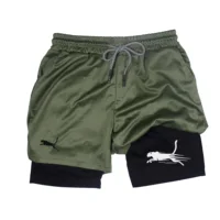 Men's Fitness Two-in-one Shorts Double-layer Beach Pants Trendy Printed Sports Shorts Outdoor Training Running Shorts M-3XL 2