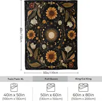 Mystical Sunflower Moon Blanket, Soft Cozy Lightweight Boho Celestial Sun and Moon Phases Throw Blanket for Women Girls Kids 3
