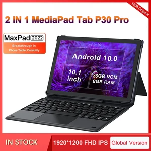 Tablette PC P30 de 10 pouces, 2 en 1, 1920x1200 IPS, Android 10.0, 8 go + 128 go, double caméra 13/5MP, Bluetooth, 4G SIM, dernière version