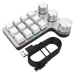 Enhanced RGB Mechanical Macro Keypad with Customizable Knobs - Mini Bluetooth Edition (White Bluetooth)
