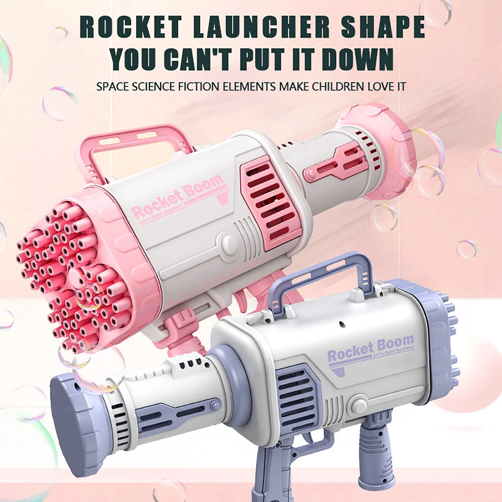 New Bazooka Bubble Gun 64 Holes Automatic Bubble Machine Electric Soap