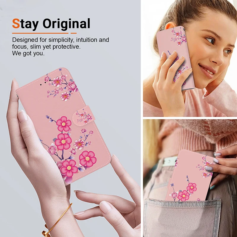Elegant Stand Flip Wallet Case with Artistic Patterns