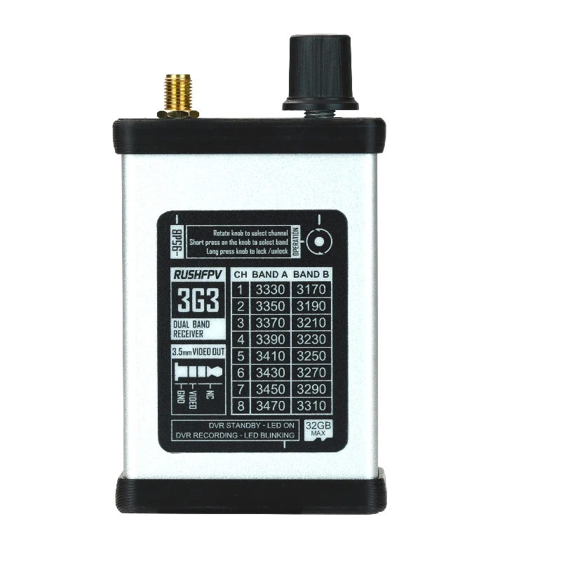 Récepteur RUSHFPV 3.3G sans DVR avec antenne haute performance 15.8dBi