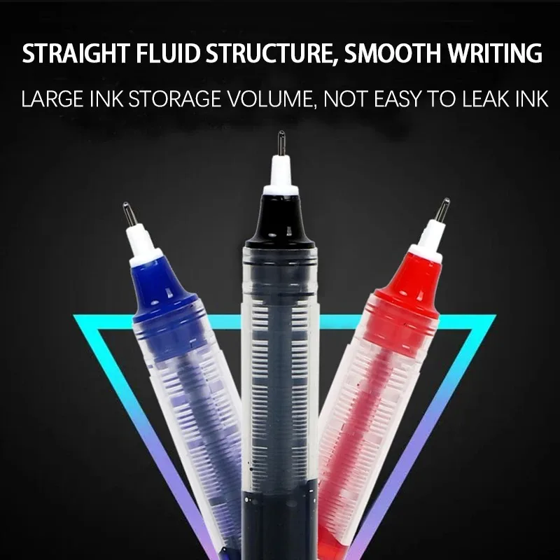 5/10Pcs Student Neutral Straight Liquid Type Ballpoint Gel Pen 0.5mm Black Blue Red Writing Tools