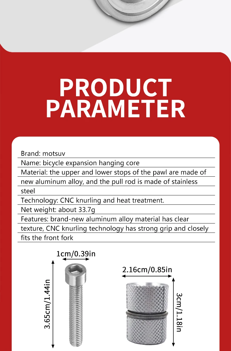 Description Picture 3 of itemVXM Bicycle Headset Expansion Screw MTB Bike Front Fork Bowl Group Expander Headset Core Inserts Top Cap Cover Expander Plug