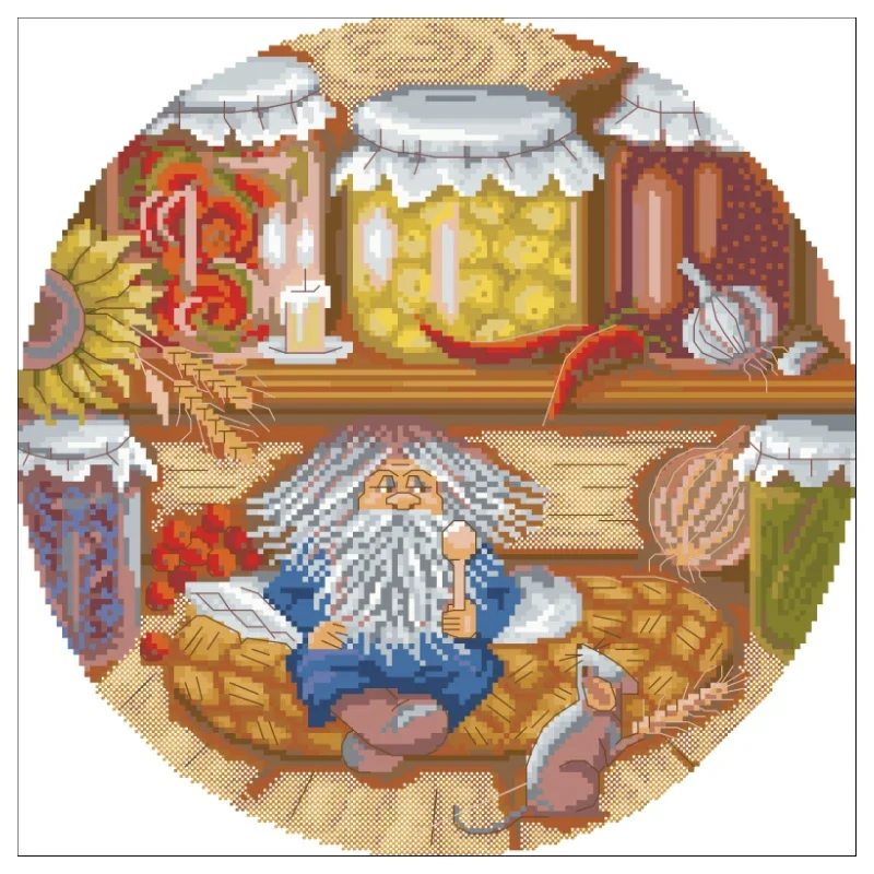 Amishop Gold Collection Conted Cross Stitch Kit Nano E His Jam House Home Mouse Little Small Old Man Panna