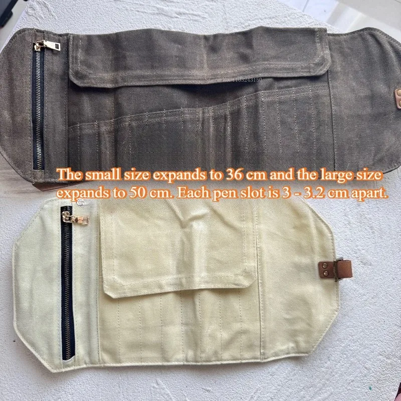 오일 왁스 가죽 펜 롤 아트 학생 여행용 휴대용 미술 그림 창작 도구 보관 연필 케이스 방수 캔버스 가방