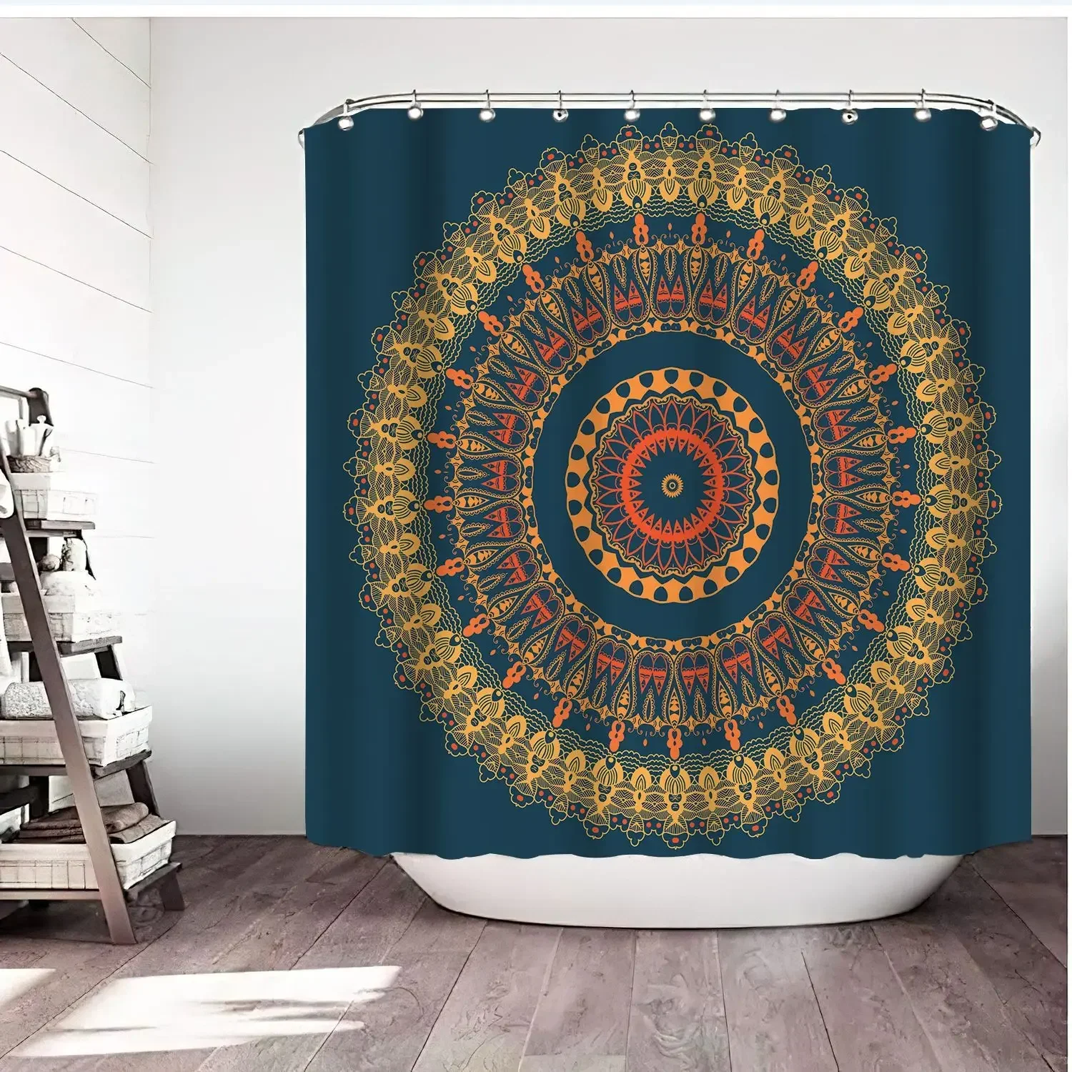 Waterproof Shower Curtain Mandala Flower Printed Bath Curtain Polyester Fabric Geometric Home Bath Decor Curtains With 12 Hooks 5