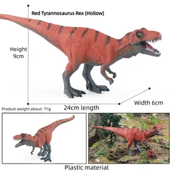 Oenux Realistic Dinosaur Toy Figure Collection - Indominus Rex, Triceratops, Archaeopteryx, Mosasaurus, and Jurassic Pterosaur (Red T - Rex (Hollow))