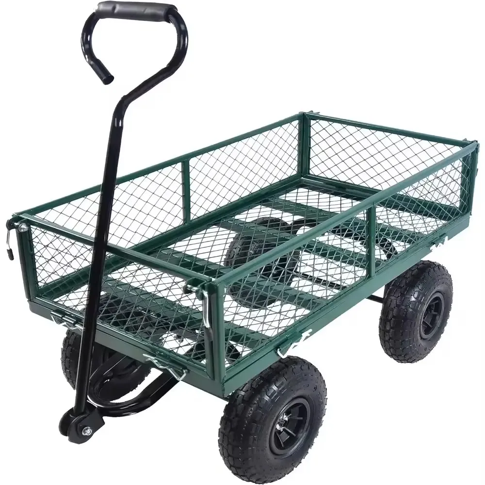 Garden Dump Cart-Large Capacity, Removable, Sturdy, Green, Outdoor Use