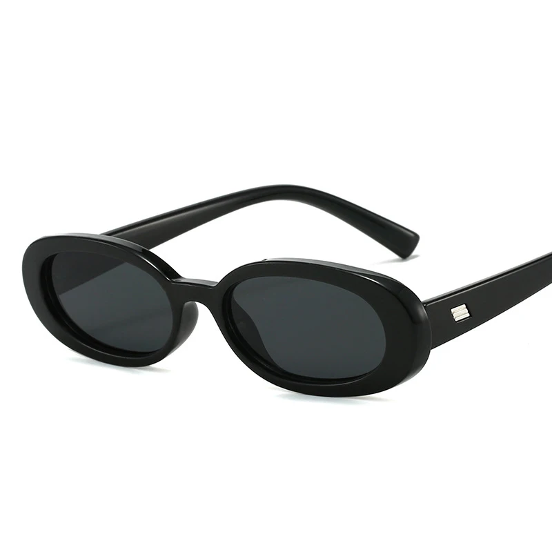Sexy Black Oval Sunglasses Women Men Rivets Shades Retro Brand