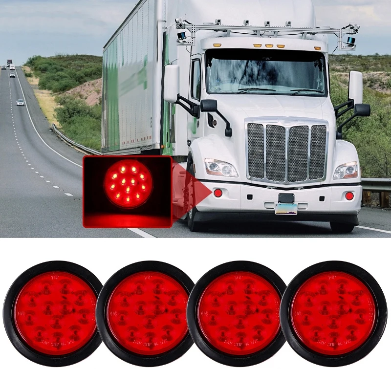 2/4 шт. 4-дюймовые красные 12-светодиодный ные круглые стоп-сигналы задние стоп-сигналы (установка заподлицо)
