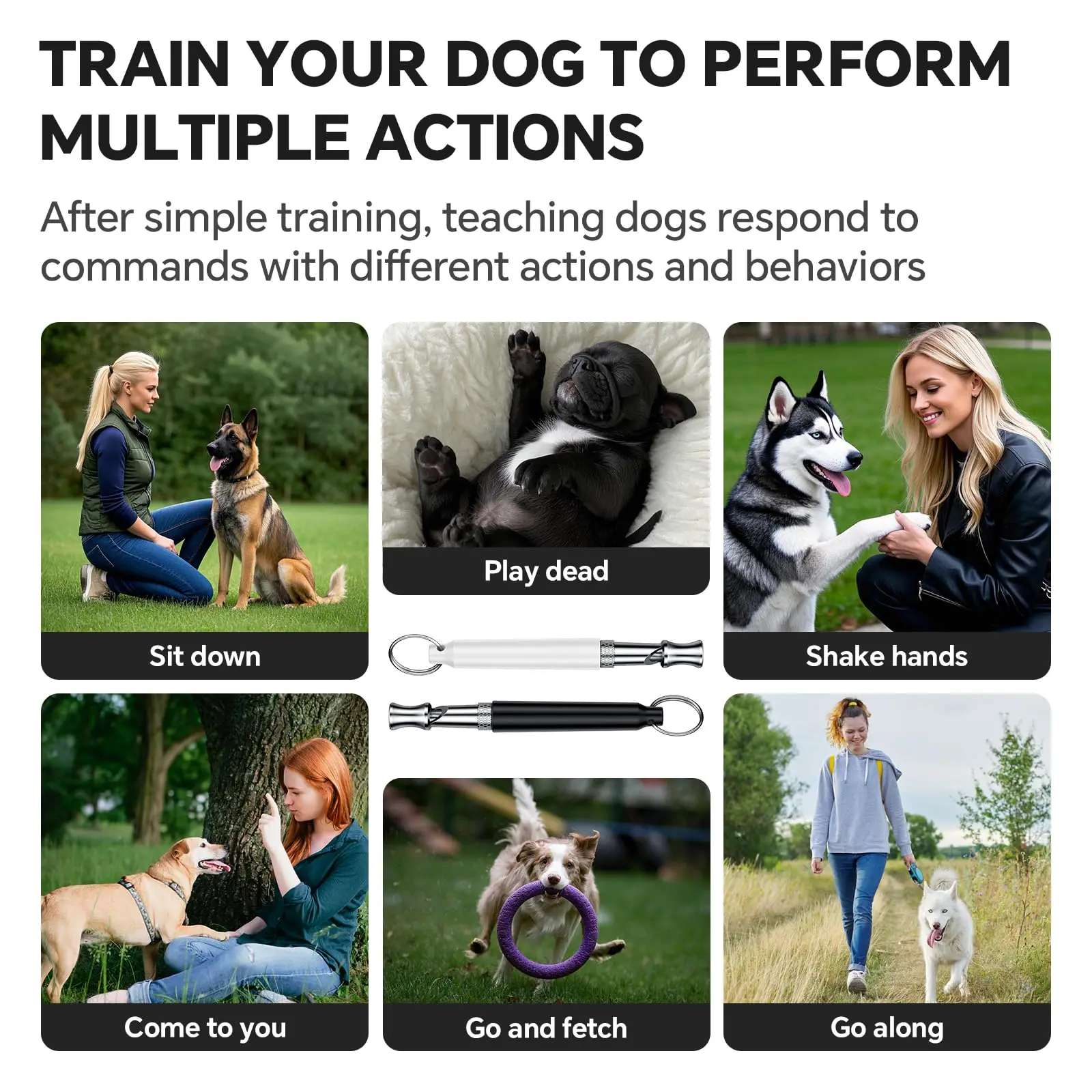 Dog Whistle,Dog Training Whistle with Lanyard,2 Pcs Adjustable Ultrasonic Silent Dog Recall Whistles,Whistle to Stop Barking