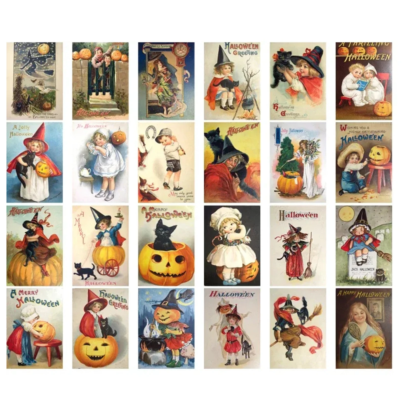 

Vintage Halloween Theme Postcard Clear Figure Printing Non Fading Postcard Gifts for Family Friends Neighbors