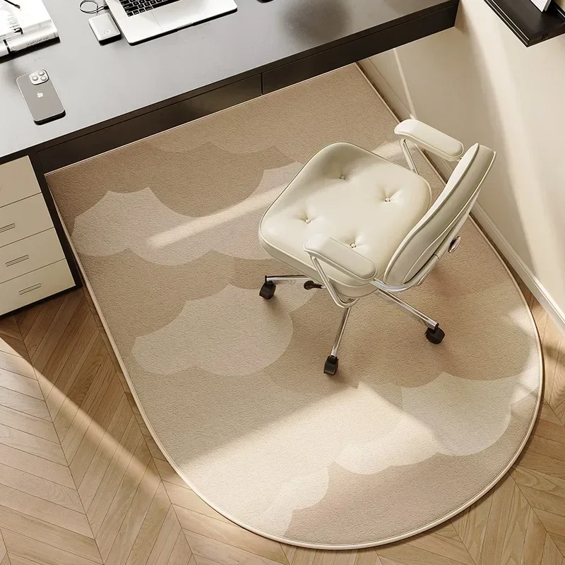Modern Simple Beige Bedroom Study Carpet Line Design Computer Chair Rug Special Corrugated Pattern Dressing Table Non-slip Mat 3