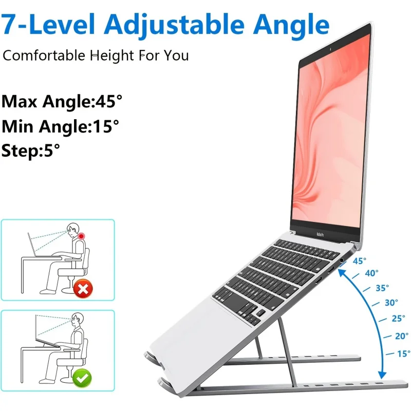 Adjustable Foldable Portable Laptop and Phone Stand with Cooling Feature