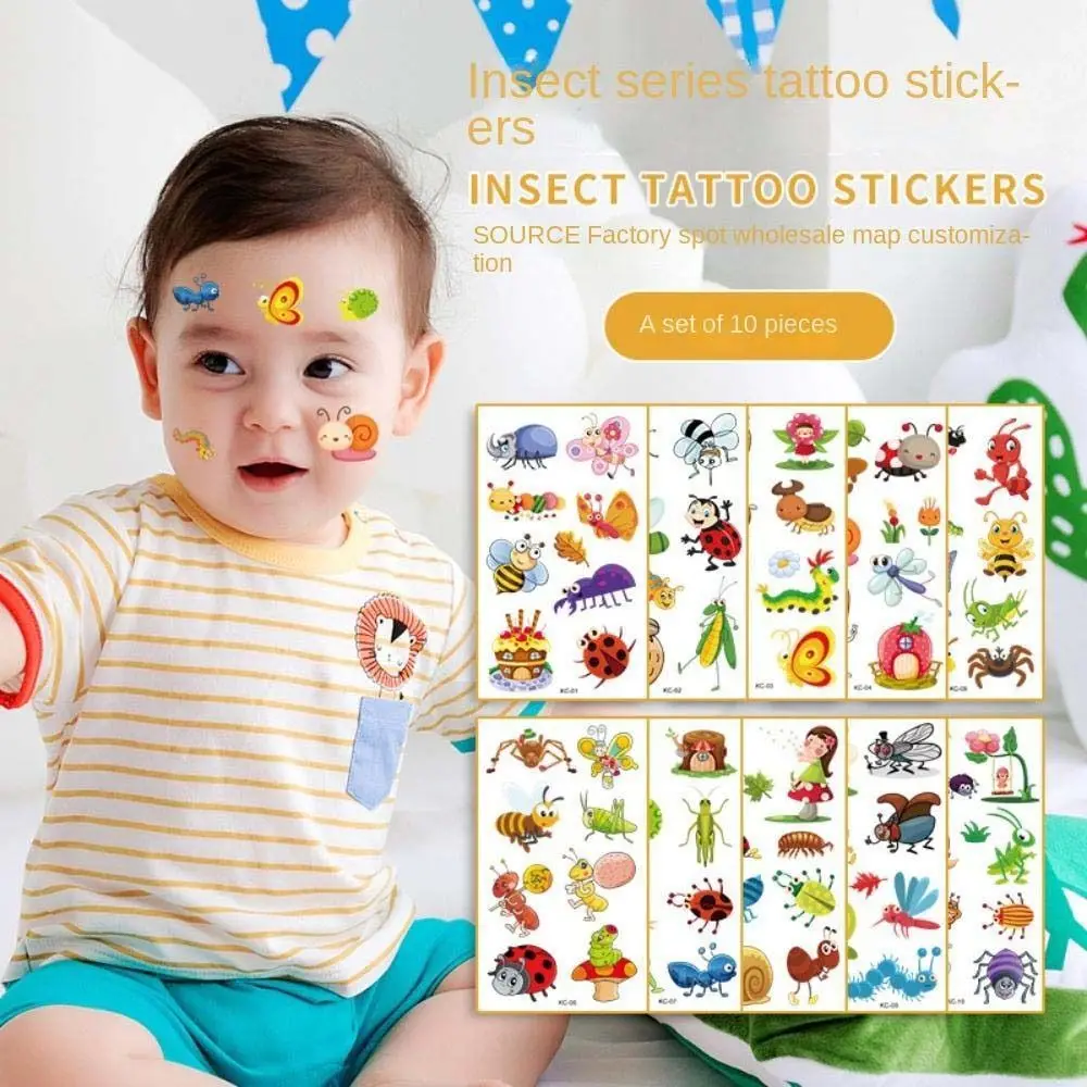 

Наклейки в виде насекомых, леса, животных, боди-арта, Детские тату-наклейки, Детские ненастоящие татуировки, детская игрушка, Мультяшные временные наклейки