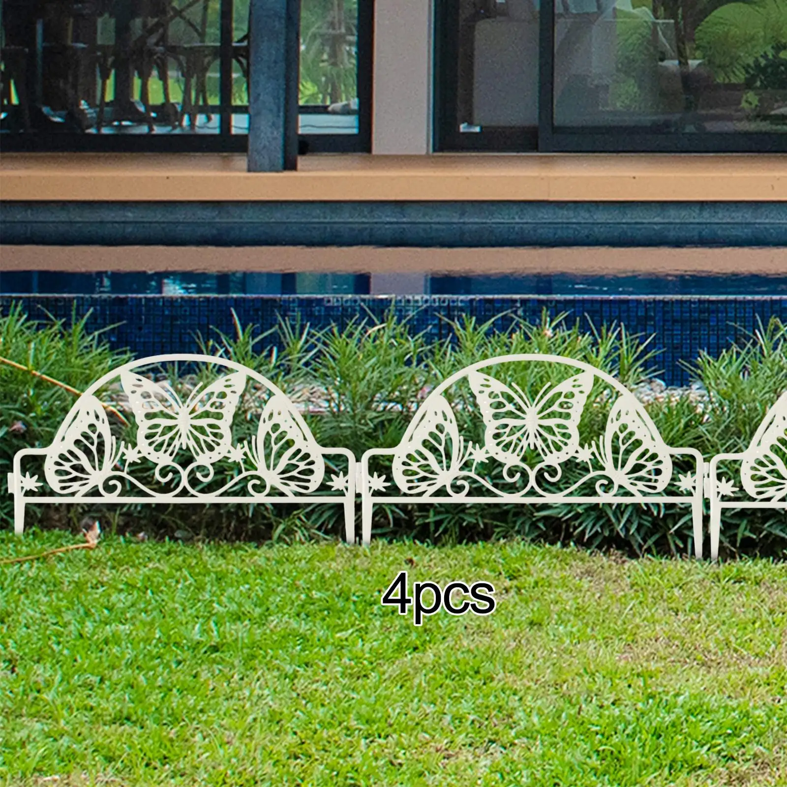 4x Decorative Garden Fence Panels Picket Fence Farmhouse Butterfly Decor Pet
