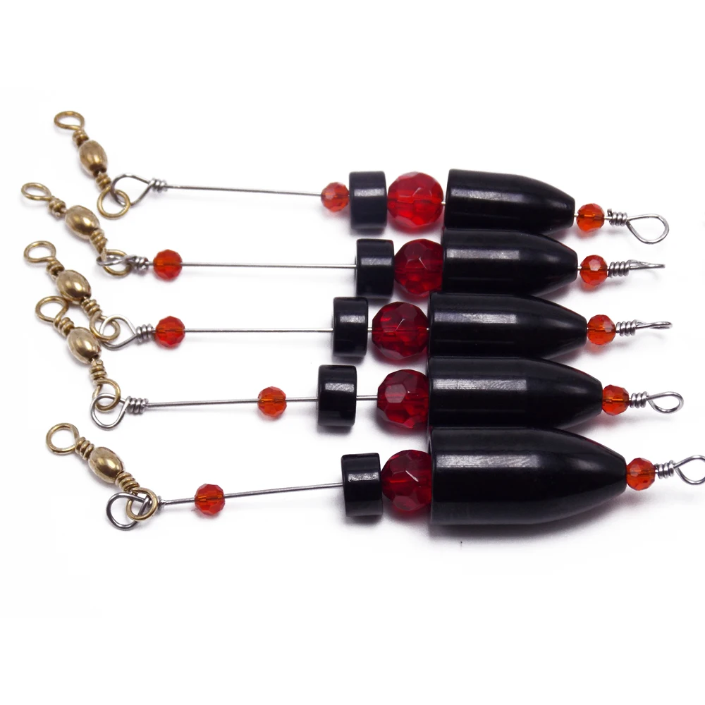 

5pcs high quality Brass Black bullet weights Fishing attractive and durable Ready Rigs sinkers