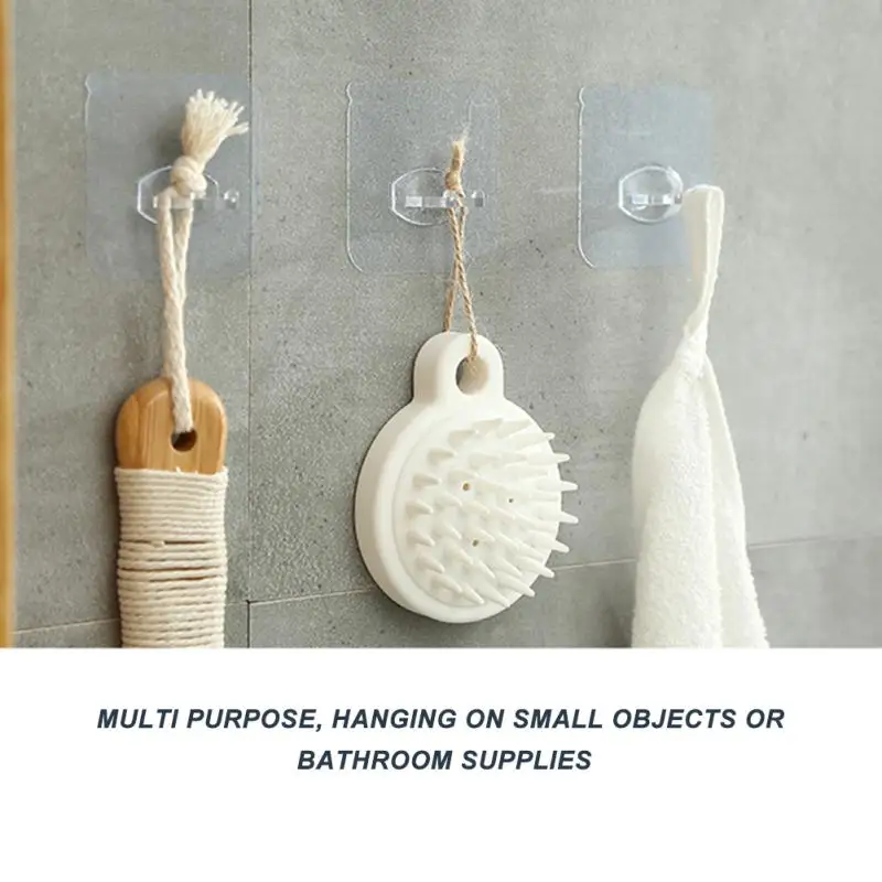 Toothbrush Holder Wall Coat Rack Key Holder Rack Transparent Towel Hooks Bathroom Kitchen Suction Wall Storage Stand Organizer