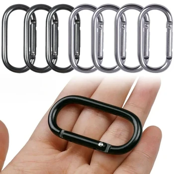 5PCS Carabiner Black Oval Hanging Buckle Carabiner Hanging Buckle Small Carabiners for Water Bottle and Harness Accessorie