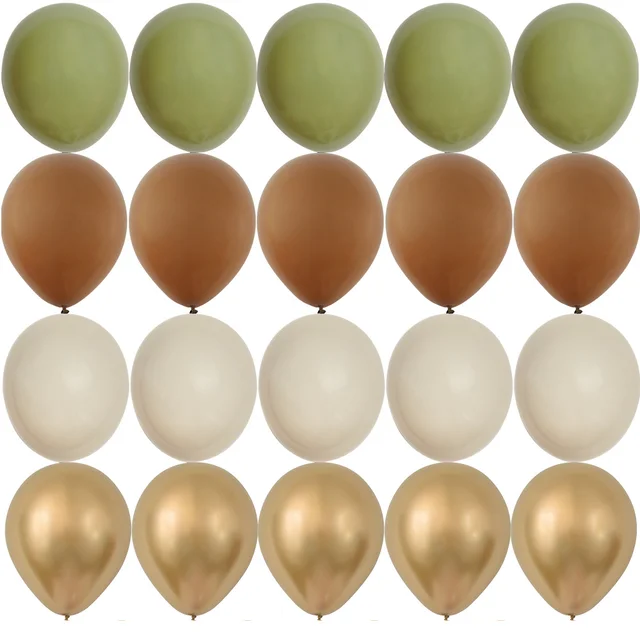 15/20 pièces 10 pouces Vintage ballons rétro kaki vert ballon ensemble pour anniversaire de mariage joyeux anniversaire fête décoration fournitures 1