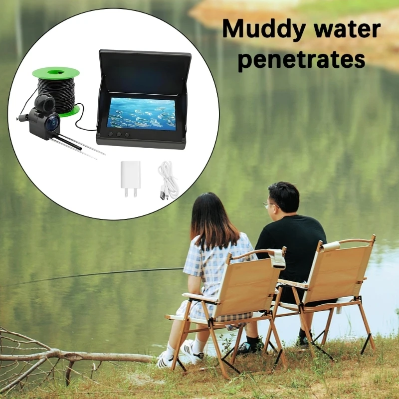 수중 낚시 카메라 195° 광각 어군탐지기 카메라 5인치 대형 스크린 야경 낚시 카메라